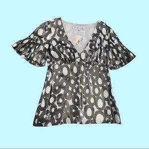 Trina Turk flared short-sleeve blouse